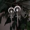 Brincos de espada brincos de espada celestial brincos de lua e estrelas joias de bruxa de fantasia medieval brincos de espada longa atacado