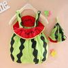 Verão Baby Cartoon Romper Melancia Bonito Modelagem Macacão Baby Baby Romper Macacão Com Chapéu Atacado