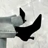 Botines de Tacón Alto Puntiagudos de Gamuza Negra para Mujer 2026 Otoño/Invierno Nuevo Estilo Coreano Botas de Media Caña de Tacón de Aguja Delgado Elásticas