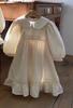 Vestido Doce com Laço para Princesinha Primavera e Outono Estilo Coreano Gola de Boneca com Renda Vestido Lolita