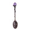 Cuchara Flor Diente Amatista Natural Cuchara Helado Café Postre Cobre Incrustada con Mango Largo Tallado Vintage Cuchara para Mezclar