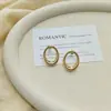 Pendientes de Aro Huecos Lisos Ovalados Brillantes de Color Dorado Transfronterizos, Pendientes de Lujo Sencillos Europeos y Americanos, Pendientes para Mujer de Estilo Nicho