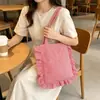 Nova Bolsa de Ombro Xadrez com Babados Estilo Coreano, Bolsa de Mão Versátil e Fofa com Renda, Bolsa Tote para o Dia a Dia, Bolsa de Estudante
