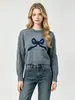 Fábrica de Origen Transfronteriza Suéter Jacquard con Lazo Redondo Otoño e Invierno para Mujer, Estilo Chica Picante Top Corto Holgado de Punto