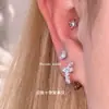 Pendientes de Cruz de Plata S925 con Diamantes Completos Pendientes para Mujer Exquisito Diseño de Nicho Pendientes Apilables para Doble Agujero en la Oreja Pendientes