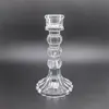 Suporte de Velas de Vidro com Diamantes de Cristal Estilo Europeu com Contas Duplas e Triplas, Suporte de Velas de Haste de Diamante com Padrão Vertical, Decoração Romântica para Jantar de Hotel