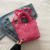 Bolsa de balde de veludo cotelê nicho 2024 inverno nova bolsa pequena de pelúcia transversal bolsa fofa bolsa Mao Mao pequena bolsa quadrada