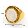 Anillo Geométrico Redondo con Goteo de Aceite Estilo Palacio Retro Exagerado Europeo y Americano, Anillo Elegante y de Gama Alta para Dedo Índice al por Mayor