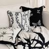 Estética Oriental Estilo Francés Chino Almohada de Sofá para Sala de Estar Blanca y Negra Cojín de Almohada para Cama de Dormitorio Sombra de Bambú Sueño de Mariposa
