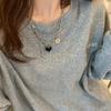 Outono e Inverno Nicho japonês e coreano Colar de aço de titânio Suéter Hip-Hop Masculino e Feminino Moda Masculina de Alto Nível Smiley Square Marca Cadeia de Suéter de Clavícula