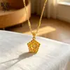 Mesmo estilo da loja de ouro, método antigo, cravejado com diamantes, filigrana, florescendo com riqueza, flor de peônia, pingente, moderno, versátil, corrente para clavícula, luxo leve