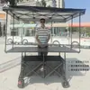 Carrito de puesto móvil con tablero grande, altura ajustable, plegable, carrito portátil para snacks al aire libre, carrito de camping, carrito empujado a mano