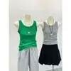 Spice Girls Estilo Coreano Sin Mangas de Tirantes Ropa Exterior de Verano Cubre Pecho Hilo Ajustado Ajustado Camisa Chaleco de Color Sólido para Mujer