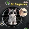 Lindo Clip de Perfume para Ventilación de Coche de Gato Gatito Acrílico Decoración de Coche Accesorio de Interior Adorno de Fragancia