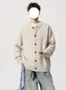 Cardigan de Tricô com Botões Contrastantes Estilo Old Money Masculino Outono Vibe de Marido Casual Solto Tricô Vibe Preguiçosa Roupa Exterior
