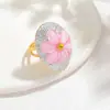 Anillo de Flor de Diamante de Acero Inoxidable Hongfei para Mujer Anillo Exagerado de Gama Alta Estilo Ins Venta al por Mayor Estilo Caliente Transfronterizo Europeo y Americano