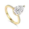 Fuente de plata S925 plata de ley taladro de alto carbono 8A anillo femenino flor de hielo circonita tallada 8*12 forma de pera gotas de agua venta al por mayor transfronteriza