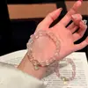 Miel Clara Corazón RotoOriginal Natural Cuarzo Rosa Cuadrado Irregular Corazón Pulsera de Cristal Rosa Girly Corazón Moda