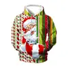 Sudadera con capucha para hombre con estampado digital 3D transfronteriza 2024 nuevo Amazon transfronterizo Halloween Papá Noel personalidad