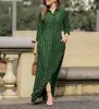 Vestido informal de vacaciones para mujer, de manga larga, con solapa y estampado floral, de algodón, con botones y camisa larga