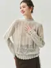 Campbell Yarn~%Seda de Morera%Suéter de Cachemira para Mujer, Tejido Hueco, Cuello Alto, Dos Formas de Usar, Talla Única