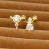 Pendientes de tachuelas perforantes de estilo nuevo europeo y americano, pendientes de tachuelas creativas de llave, pendientes de tachuela para el cartílago de la oreja femenina con circonita microincrustada, tornillo de oreja, bola giratoria, joyería para orejas