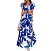 2026 Nuevo Vestido de Verano para Mujer Ropa Transfronteriza Europea y Americana Vestido con Manga Abullonada Moda Sexy Vestido Estampado