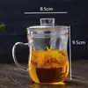 Taza de Vidrio con Asa, Taza de Té de Flores, Juego de Tres Piezas, Taza de Té con Filtro, Vaso de Agua de Oficina con Tapa, Taza con Colador de Té