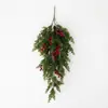 Bayas artificiales de Amazon transfronterizas, agujas de pino de Navidad, decoración de mesa de comedor para el hogar, planta verde DIY para colgar en la pared