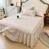 Novo modelo 2026 saia de cama de solteiro escovada 100% algodão, conjunto de peça única de três peças, conjunto de capa de edredom de quatro peças