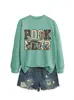 Amazon Wish site independente moda casual retrô feminina nerd de livros floral outono e inverno nova blusa de moletom