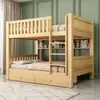 Litera de Tronco de Madera Maciza con Estante Lateral de Almacenamiento y Cajón para Uso Doméstico Cama Alta y Baja Infantil Tablero de Cama Engrosado