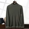 Nova coleção outono e inverno: suéter masculino de cashmere, cor sólida, gola alta discreta, suéter de lã, adequado para uso profissional, tamanhos grandes, pode ser usado como camada base