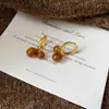 Pendientes Colgantes Populares de Piedra Ojo de Tigre Aguja de Plata Maillard Retro Elegantes Versátiles Pendientes de Lujo Accesible Pendientes de Gama Alta para Mujeres