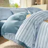 Juego de Cuatro Piezas de Terciopelo de Leche Cálido de Invierno Alta Densidad Sábana de Felpa Sencilla Funda Nórdica Hogar Dormitorio Juego de Tres Piezas