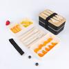Al por mayor de fábrica Amazon caja de almuerzo con tapa de bambú japonés doble sellado compartimento de caja de almuerzo de gran capacidad horno de microondas
