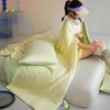 Colcha fina de aire acondicionado de amoníaco Jin con sensación fresca Clase A color sólido doble fibra de soja verano para dormir colcha fina lavable a máquina doble