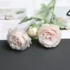 3 peônias artificiais aveludadas para decoração de casamento, flores artificiais para arranjos de casamento, arte floral para decoração de casa