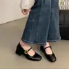 Zapatos de Calle de Gama Alta Estilo Chanel con Correa Única para Mujer, Primavera/Verano 2026, Zapatos de Abuela, Mocasines, Zapatos de Tacón Grueso