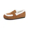 Wei Wei Girl 1062-2 Plus Veludo Quente Mocassins Feminino Outono Inverno Fundo Plano Sapatos Peludos Preguiçosos Sapatos de Algodão Lã de Cordeiro