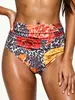 Nuevo Estilo para Mujer Pantalones Cortos de Baño Triángulo Adelgazantes de Cintura Alta Control de Abdomen Secado Rápido Bikini Gorro de Baño Versátil Plisado Multicolor