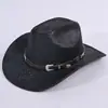 Hebilla de Cinturón Europea y Americana Transfronteriza Patrón de Serpiente Sombrero de Vaquero Occidental Sombrero Versátil para Exteriores Circunferencia de Cabeza Grande Adelgazante Facial Fedora Retro