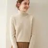 Suéter de Cashmere Liso com Gola Alta Novo Outono e Inverno Feminino Quente Espesso Tricô de Sete Agulhas Elegante Top para o Trabalho