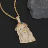 Acessórios de Pingente Retrato de Pedra Preciosa Colorida Hip-Hop Transfronteiriço Europeu e Americano Usar Tendência Colar Masculino Joias de Zircônia Personalização
