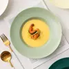 Plato de Arroz Horneado Plato Sombrero de Paja Plato Salah Plato de Sopa Occidental Plato Cerámico Plato para Hornear Plato Profundo de Cerámica Plato para el Hogar