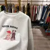 Moletom feminino com forro de fleece 2026 novo outono e inverno estilo coreano gola redonda solto modelador retrô estilo Hong Kong top moderno para mulheres