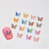 Adesivo de unha decorativo de diamante para unhas com borboleta de resina mini transparente com banho de cor Aurora tridimensional e laço pequeno - Pacote de material de diamante