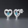 Pendientes de Plata S925 con Forma de Corazón de las Doce Piedras de Nacimiento para Mujer, Joyería de Lujo Ligero Simple Personalizada, Venta al por Mayor