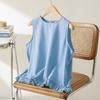 Top sin mangas con volantes estilo japonés de algodón tipo capullo para mujer 2026 Nuevo estilo de verano Top sin mangas de retazos Adelgazante y fresco