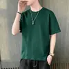 Camiseta corta de manga corta de moda estilo coreano para hombre, top de algodón puro, nuevo modelo de verano, blanco, a la moda, casual, elegante, top deportivo